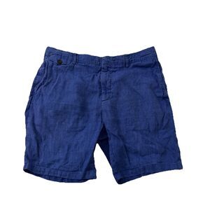 Burberry London Linen Shorts Mens 52 EU Large Blue Preppy Lightweight Casual